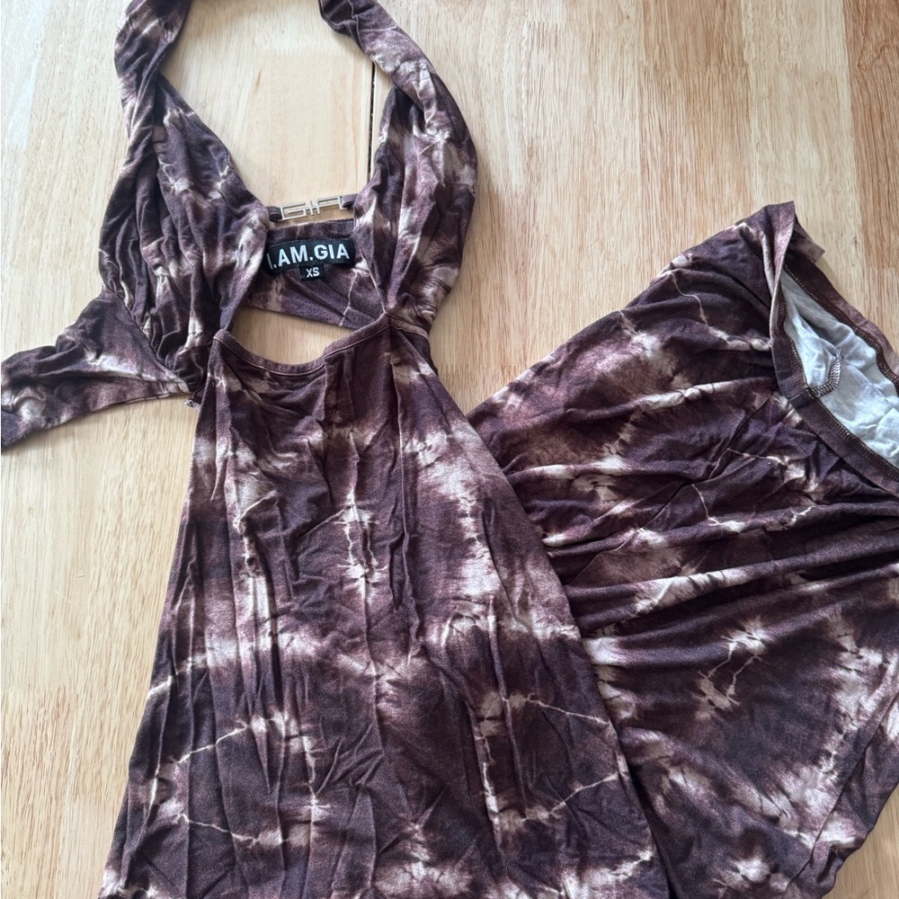 I.AM.GIA Brown Tie-Dye Dress Bodycon